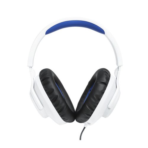 JBL Quantum 100P Console (Vezetékes, gaming fejhallgató levehető mikrofonnal), Fehér/Kék