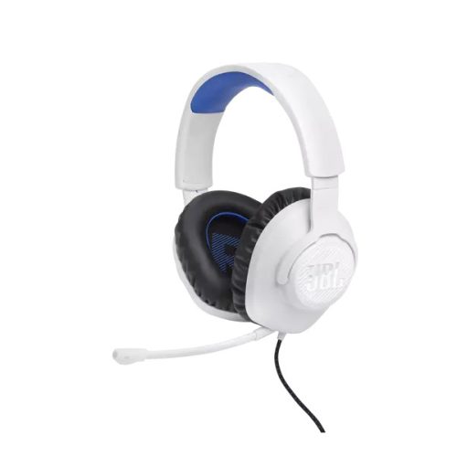 JBL Quantum 100P Console (Vezetékes, gaming fejhallgató levehető mikrofonnal), Fehér/Kék