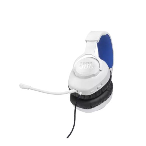 JBL Quantum 100P Console (Vezetékes, gaming fejhallgató levehető mikrofonnal), Fehér/Kék