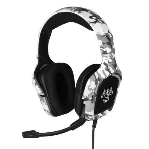 KONIX - MYTHICS Ares Camo Fejhallgató Vezetékes Gaming Stereo Mikrofon, Fehérterepmintás