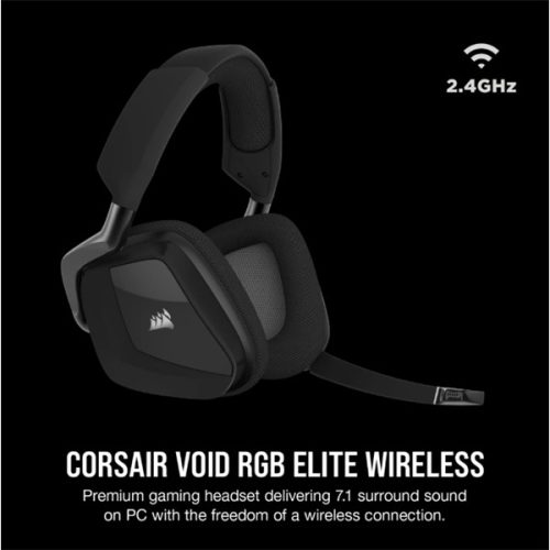 CORSAIR Vezeték Nélküli Headset, VOID RGB ELITE Wireless Premium Gaming, 7.1 Hangzás, RGB, fekete