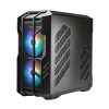 COOLER MASTER Ház ATX HAF 700 + 5db Ventilátor + ARGB Gen2 Kontroller + HUB, Tápegység nélkül, Üvegfalú, fekete