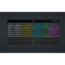   CORSAIR Vezetékes Billentyűzet Gaming, K55 RGB PRO, 6 programozható billentyű, Cseppálló, Csuklótámasz, US, fekete