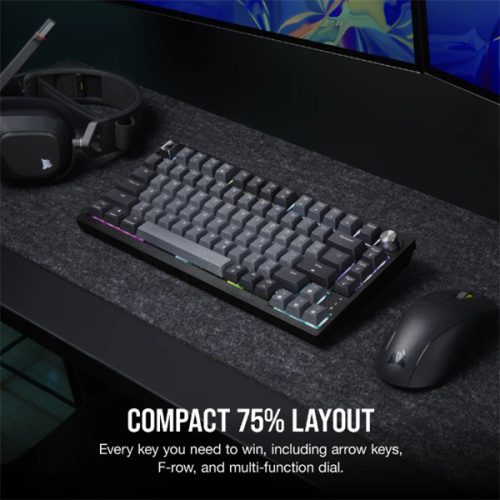 CORSAIR Vezeték Nélküli Billentyűzet Gaming, K65 PLUS 75%, Mechanikus, MLX Red switch, US, fekete
