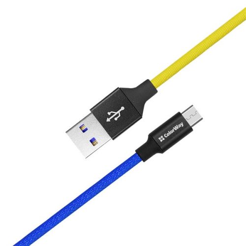COLORWAY Kábel, USB - MicroUSB (national) 2.4A 1m blue yellow
