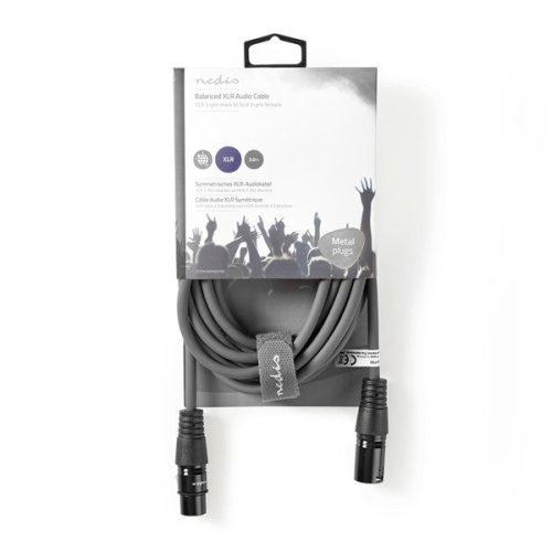 Nedis COTH15010GY50 félprofi XLR audio kábel, XLR 3érintkezős dugó - aljzat, 5m, rugalmas