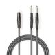 Nedis COTH23200GY15 félprofi audio kábel, 3,5mm sztero jack dugó - 2 x 6,35mm mono jack dugó, hossz 1.5m, rugalmas
