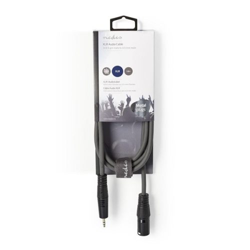 Nedis COTH15300GY15 félprofi audio kábel, 3,5mm sztero jack dugó - 3p XLR dugó, hossz 1.5m, rugalmas