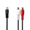 Nedis CAGL20250BK02 audio kábel 5p DIN dugó - 2 x RCA aljzat, hossz 0.20m