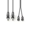 Nedis COTH23320GY15 félprofi audio kábel, 2 x 6,35mm mono jack dugó - 2 X RCA dugó, hossz 1.5m, rugalmas