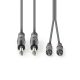 Nedis COTH23320GY15 félprofi audio kábel, 2 x 6,35mm mono jack dugó - 2 X RCA dugó, hossz 1.5m, rugalmas