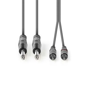   Nedis COTH23320GY50 félprofi audio kábel, 2 x 6,35mm mono jack dugó - 2 X RCA dugó, hossz 5m, rugalmas
