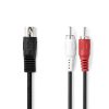 Nedis CAGL20200BK10 audio kábel 5p DIN dugó - 2 x RCA dugó, hossz 1m