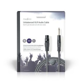   Nedis COTH15120GY100 félprofi audio kábel, 6,35mm mono jack dugó - 3p XLR aljzat, hossz 10m, rugalmas