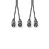 Nedis COTH24200GY30 sztereo audio kábel, 2x RCA dugó,  2x RCA dugó, Nikkelezett,  3 m, rugalmas