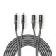 Nedis COTH24200GY50 sztereo audio kábel, 2x RCA dugó,  2x RCA dugó, Nikkelezett,  5 m, rugalmas