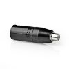NEDIS COTP15930BK XLR adapter, XLR 3 tűs dugó, RCA nő,  Nikkelezett, Egyenes, Fém, Fekete , 1 db