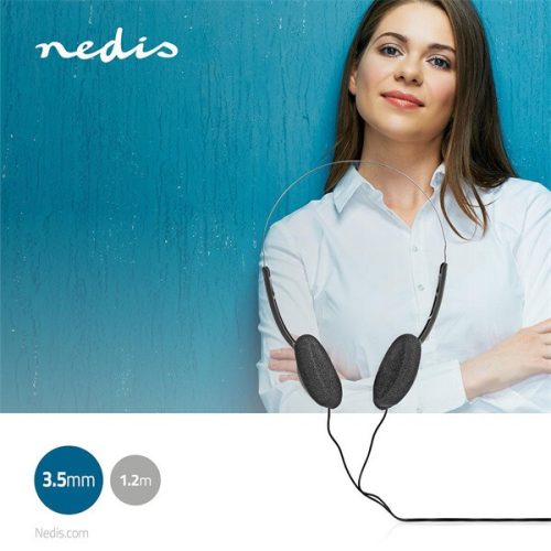 Nedis HPWD1101BK vezetékes fejhallgató, füldbe helyezhető, 3,5 mm, 1,2 m