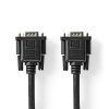 Nedis CCGP59100BK20, VGA kábel, VGA dugó VGA anya Nikkelezett Maximális felbontás:1280x800  2,00 m  Kerek ABS fekete