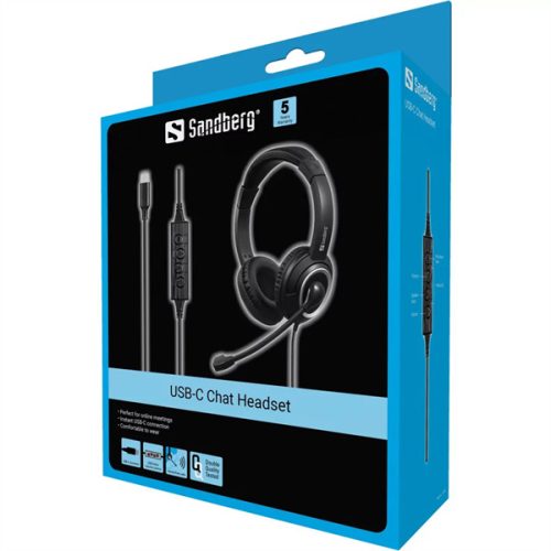SANDBERG Headset mikrofonnal, USB-C Chat Headset
