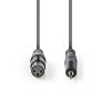 Nedis COTH15320GY10 félprofi audio kábel, 3,5mm sztero jack dugó - 3p XLR aljzat, hossz 1m, rugalmas