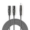 Nedis COTH15310GY30 félprofi XLR audio kábel, 2x XLR 3 tűs dugó | 3,5 mm sztereo jack dugó, 3m