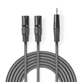   Nedis COTH15310GY30 félprofi XLR audio kábel, 2x XLR 3 tűs dugó | 3,5 mm sztereo jack dugó, 3m