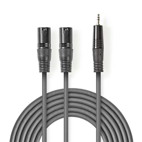 Nedis COTH15310GY30 félprofi XLR audio kábel, 2x XLR 3 tűs dugó | 3,5 mm sztereo jack dugó, 3m