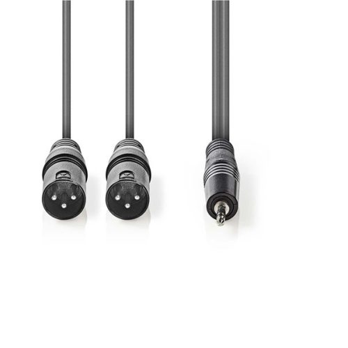 Nedis COTH15310GY30 félprofi XLR audio kábel, 2x XLR 3 tűs dugó | 3,5 mm sztereo jack dugó, 3m