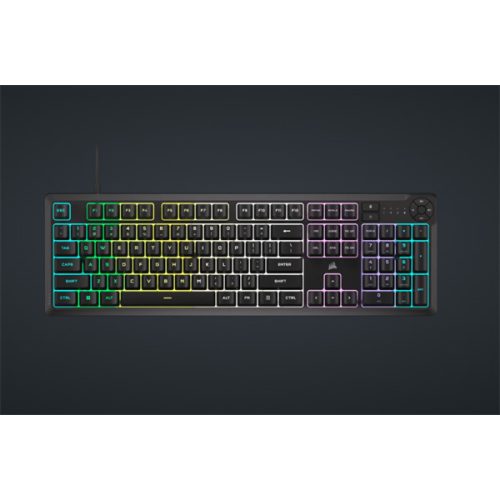 CORSAIR Vezetékes Billentyűzet Gaming, K55 CORE RGB, Médiavezérlő gombok, Cseppálló, US, fekete