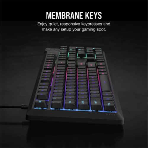 CORSAIR Vezetékes Billentyűzet Gaming, K55 CORE RGB, Médiavezérlő gombok, Cseppálló, US, fekete