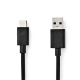 Nedis CCGL61600BK10 USB kábel, USB 3.2 Gen 1, USB-A dugó - USB-C dugó, 15 W | 5 Gbps, 1 m