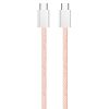 COLORWAY Kábel Type-C CW-CBPDCC061-P, fonott pamut, PD Fast Charging 60W, 3,0A 1M rózsaszín
