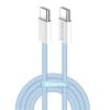 COLORWAY Kábel Type-C CW-CBPDCC061-BL, fonott pamut, PD Fast Charging 60W, 3,0A 1M kék
