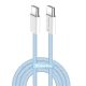 COLORWAY Kábel Type-C CW-CBPDCC061-BL, fonott pamut, PD Fast Charging 60W, 3,0A 1M kék
