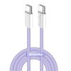 COLORWAY Kábel Type-C CW-CBPDCC061-PU, fonott pamut, PD Fast Charging 60W, 3,0A 1M lila
