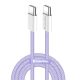 COLORWAY Kábel Type-C CW-CBPDCC061-PU, fonott pamut, PD Fast Charging 60W, 3,0A 1M lila