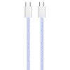 COLORWAY Kábel Type-C CW-CBPDCC061-PU, fonott pamut, PD Fast Charging 60W, 3,0A 1M lila