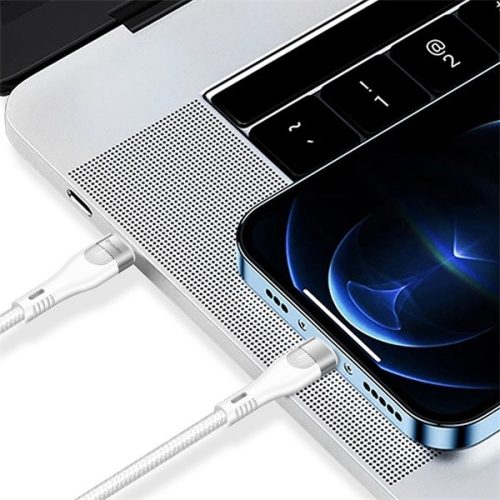 COLORWAY Kábel Type-C CW-CBPDCC065-WT, fonott nylon, PD 240W, 5,0A 1M fehér