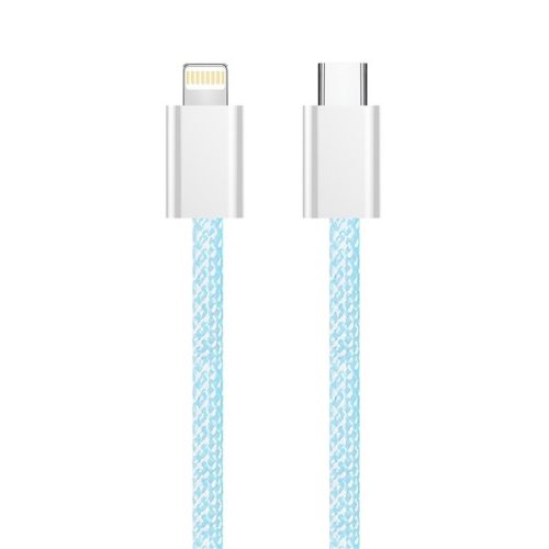COLORWAY Kábel Type-C CW-CBPDCL061-BL, Apple Lightning, fonott pamut, PD 27W, 1M kék