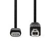 Nedis CCGB60650BK20 USB-C dugó - USB- B dugó (USB C - USB B) kábel, 480 Mbps, 2m