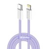 COLORWAY Kábel Type-C CW-CBPDCL061-PU, Apple Lightning, fonott pamut, PD 27W, 1M lila