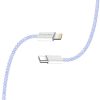 COLORWAY Kábel Type-C CW-CBPDCL061-PU, Apple Lightning, fonott pamut, PD 27W, 1M lila