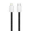 COLORWAY Kábel Type-C CW-CBPDCL061-BK,  Apple Lightning, fonott pamut, PD 27W, 1M fekete