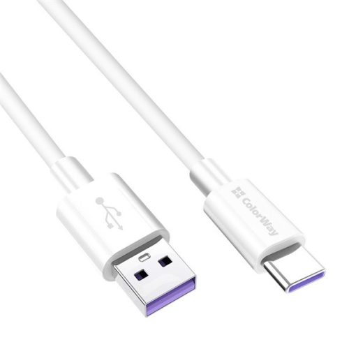 COLORWAY Kábel, USB Type-C CW-CBUC019-WH, gyors töltés, 5,0A 1M fehér