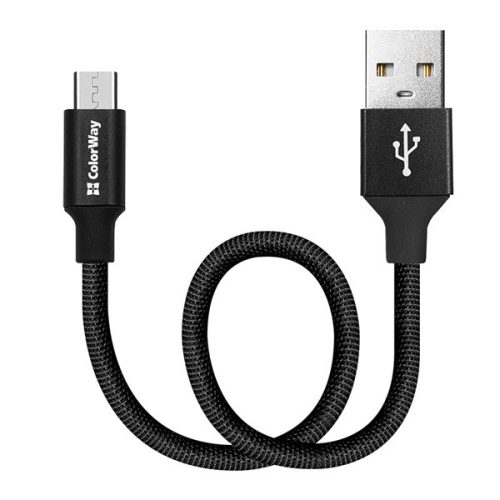 COLORWAY Kábel, USB CW-CBUM048-BK, MicroUSB 2.4A 25CM fekete