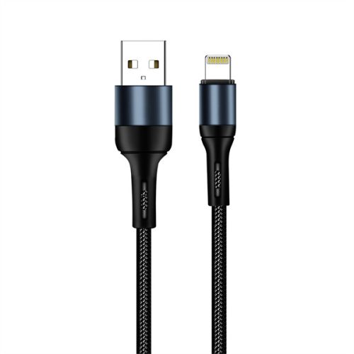 COLORWAY Kábel, USB CW-CBUL045-BK, Apple Lightning (nylon) 2,4A 1M fekete