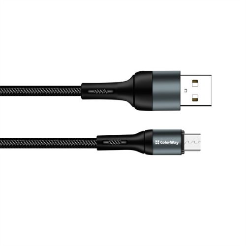 COLORWAY Kábel, USB CW-CBUM045-BK, MicroUSB (nylon) 2,4A 1M fekete