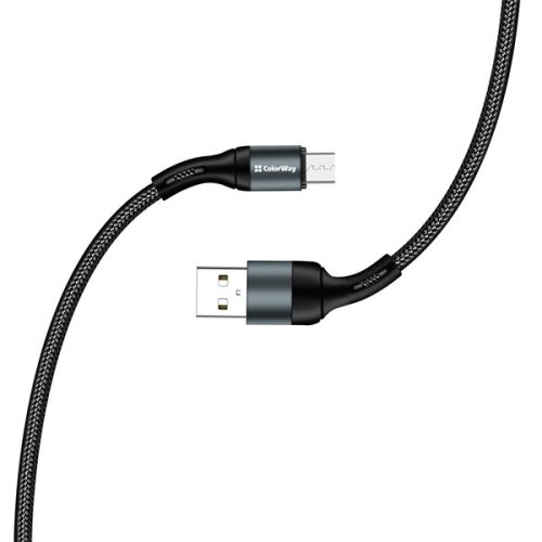 COLORWAY Kábel, USB CW-CBUM045-BK, MicroUSB (nylon) 2,4A 1M fekete