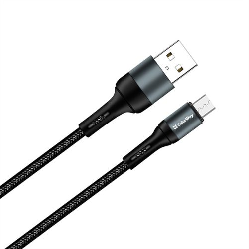 COLORWAY Kábel, USB CW-CBUM045-BK, MicroUSB (nylon) 2,4A 1M fekete